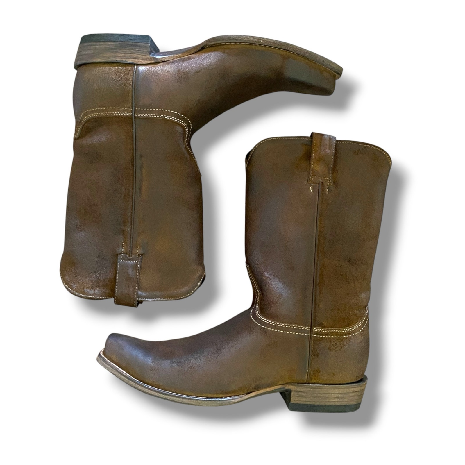New Men's Frank Leather Cowboy Boots Size 9.5 Style 55265 Chocolate Wash Brown — image 5 of 8